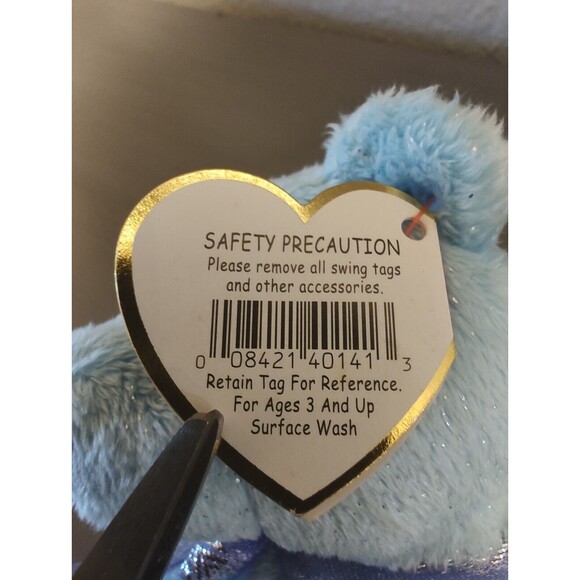 TY Lani Beanie Baby Plush Toy Light Blue Bear w/ Silver Flecks Vintage 2004 - Picture 4 of 13